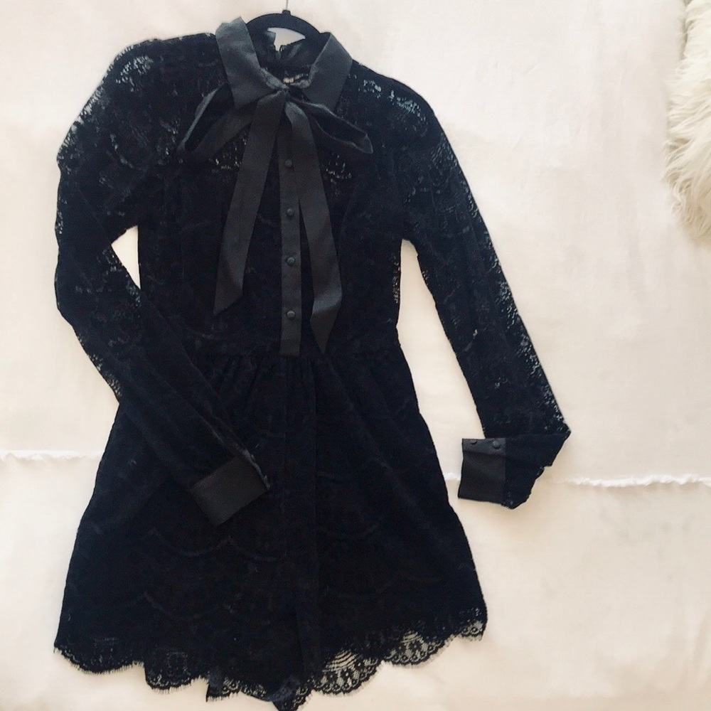 PARKER TUXEDO STYLE LACE ROMPER